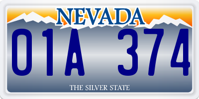 NV license plate 01A374