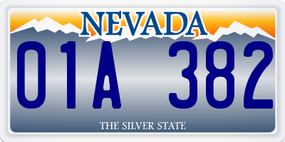 NV license plate 01A382