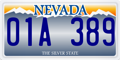 NV license plate 01A389