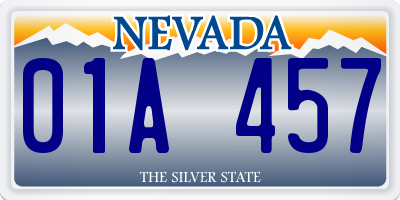 NV license plate 01A457