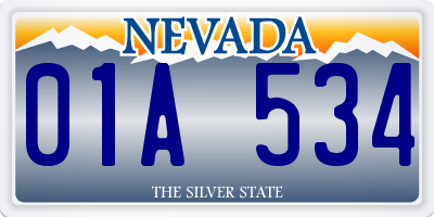 NV license plate 01A534