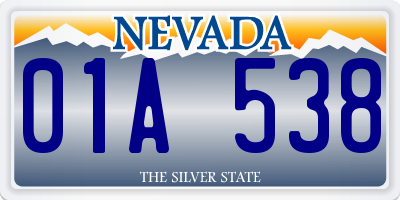 NV license plate 01A538