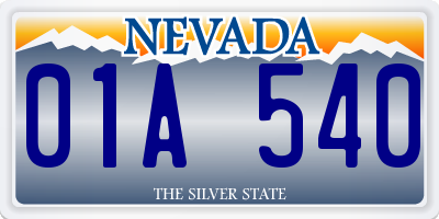 NV license plate 01A540