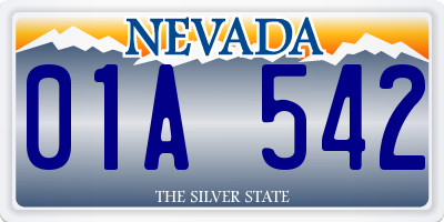 NV license plate 01A542