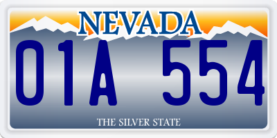 NV license plate 01A554