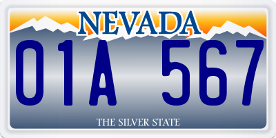 NV license plate 01A567