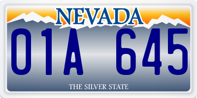 NV license plate 01A645