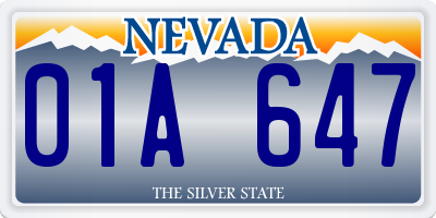 NV license plate 01A647