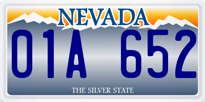 NV license plate 01A652