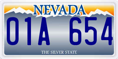 NV license plate 01A654