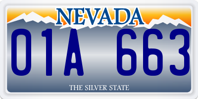 NV license plate 01A663