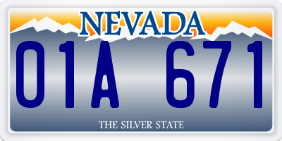 NV license plate 01A671