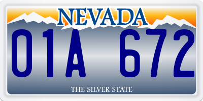 NV license plate 01A672