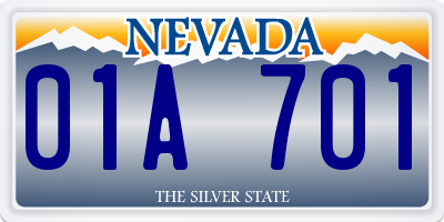 NV license plate 01A701