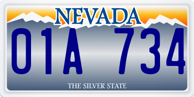 NV license plate 01A734