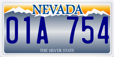 NV license plate 01A754