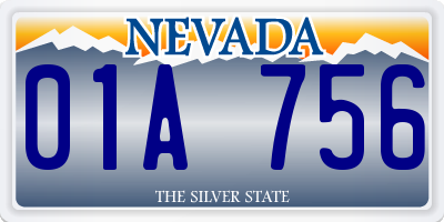 NV license plate 01A756