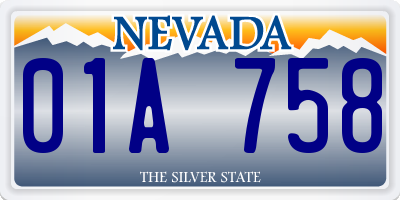 NV license plate 01A758