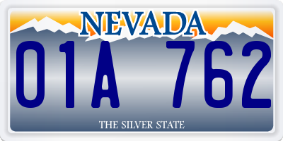 NV license plate 01A762
