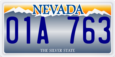 NV license plate 01A763