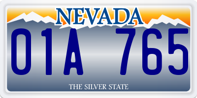 NV license plate 01A765