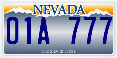 NV license plate 01A777