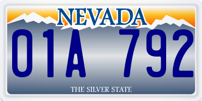 NV license plate 01A792