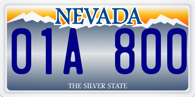 NV license plate 01A800