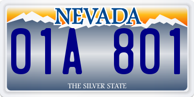 NV license plate 01A801