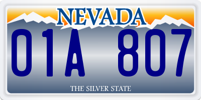 NV license plate 01A807