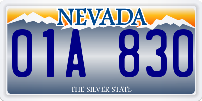 NV license plate 01A830