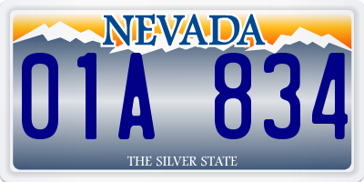 NV license plate 01A834