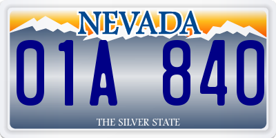 NV license plate 01A840