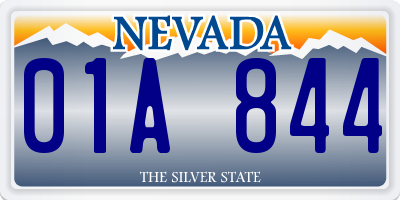 NV license plate 01A844