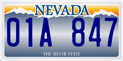 NV license plate 01A847