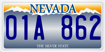 NV license plate 01A862