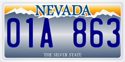 NV license plate 01A863