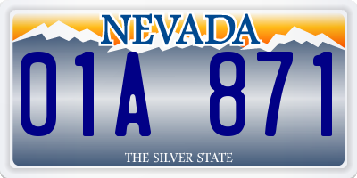 NV license plate 01A871