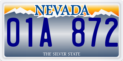 NV license plate 01A872