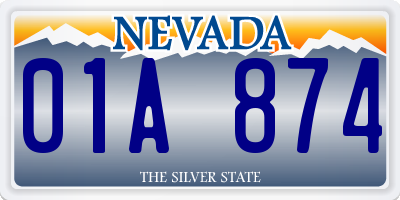 NV license plate 01A874