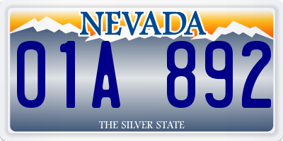 NV license plate 01A892