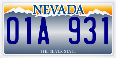 NV license plate 01A931