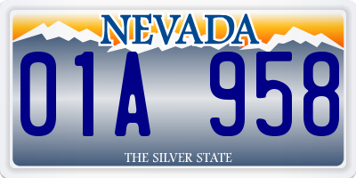 NV license plate 01A958