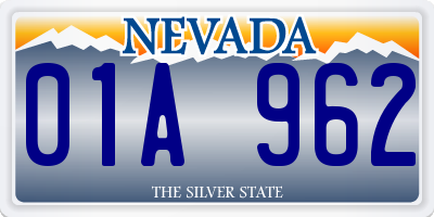 NV license plate 01A962