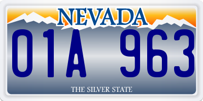 NV license plate 01A963