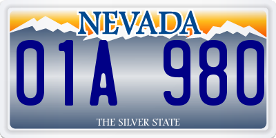 NV license plate 01A980