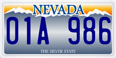 NV license plate 01A986