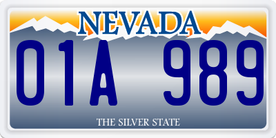 NV license plate 01A989