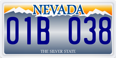 NV license plate 01B038