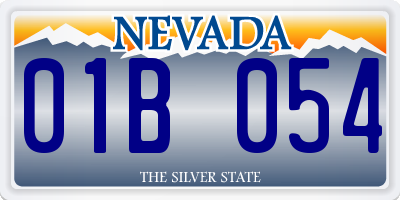 NV license plate 01B054